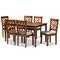 Baxton Studio Caron Modern and Contemporary Grey Fabric and Walnut Brown Finished Wood 7-Piece Dining Set 177-10547-10520-Zoro - alternate 1